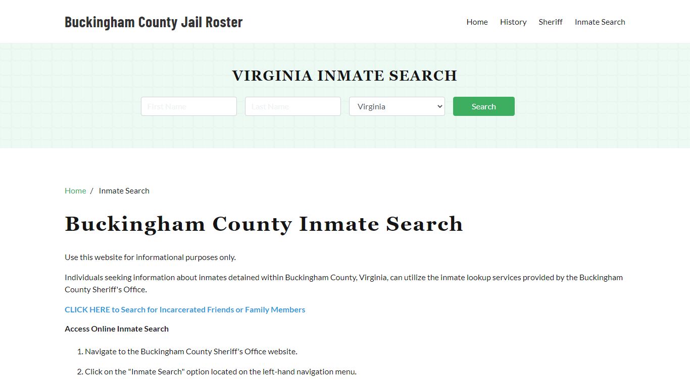 Buckingham County, VA Detainee Lookup